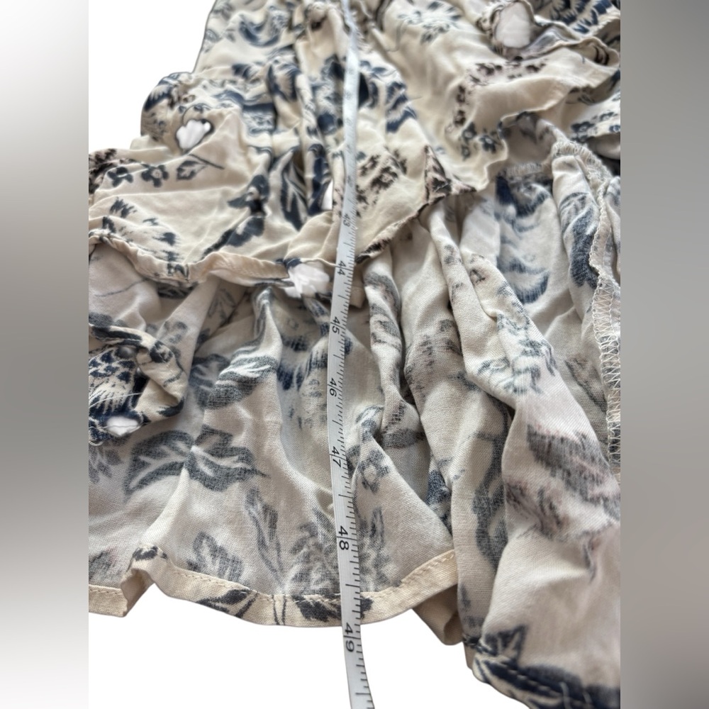 Vintage Y2K Cream Blue Botanical Floral High Low Cottagecore Dress S Prairie - Picture 8 of 12